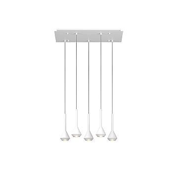 Lampadario Moderno Aygo Rettangolare Metallo Bianco 5 Luci Gu10