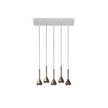 Lampadario Moderno Aygo Metallo Bianco E Bronzo 5 Luci Gu10