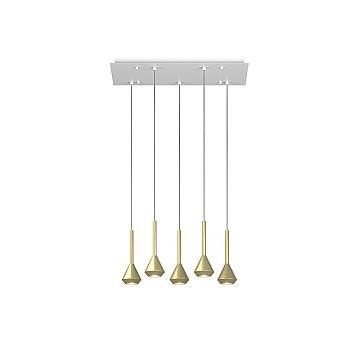 Lampadario Moderno Aygo Metallo Bianco E Ottone 5 Luci Gu10