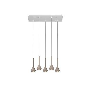 Lampadario Moderno Aygo Metallo Bianco E Sabbia 5 Luci Gu10