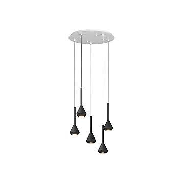 Lampadario Moderno Aygo Metallo Bianco Nero 5 Luci Gu10