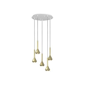 Lampadario Moderno Aygo Metallo Bianco Ottone 5 Luci Gu10