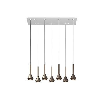 Lampadario Moderno Aygo Metallo Bianco Bronzo 7 Luci Gu10