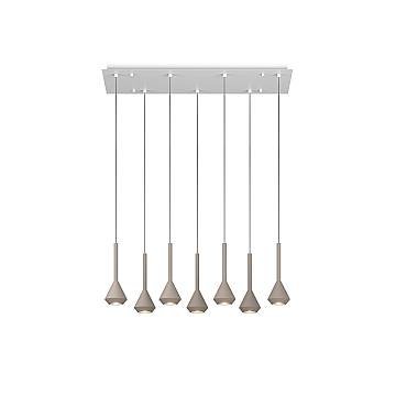 Lampadario Moderno Aygo Metallo Bianco E Sabbia Marrone 7 Luci Gu10