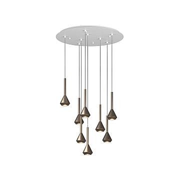 Lampadario Moderno Aygo Metallo Bianco Bronzo 8 Luci Gu10