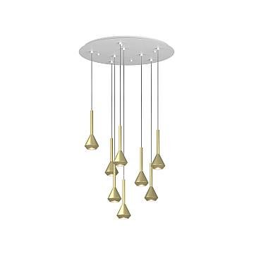 Lampadario Moderno Aygo Metallo Bianco Ottone 8 Luci Gu10