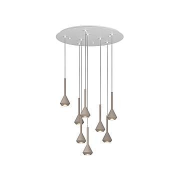 Lampadario Moderno Aygo Metallo Bianco E Sabbia Marrone 8 Luci Gu10