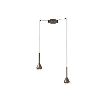 Lampadario Moderno Aygo Metallo Bronzo 2 Luci Gu10