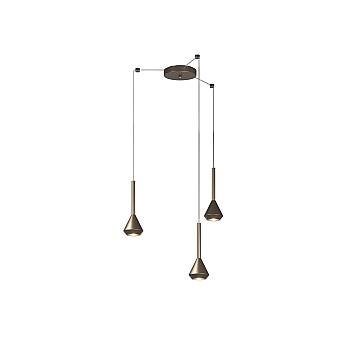 Lampadario Moderno Aygo Metallo Bronzo 3 Luci Gu10