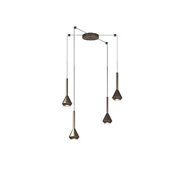 Lampadario Moderno Aygo Metallo Bronzo 4 Luci Gu10