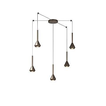 Lampadario Moderno Aygo Metallo Bronzo 5 Luci Gu10