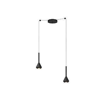 Lampadario Moderno Aygo Metallo Nero 2 Luci Gu10