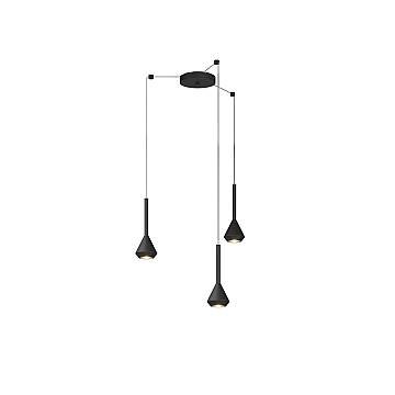 Lampadario Moderno Aygo Metallo Nero 3 Luci Gu10