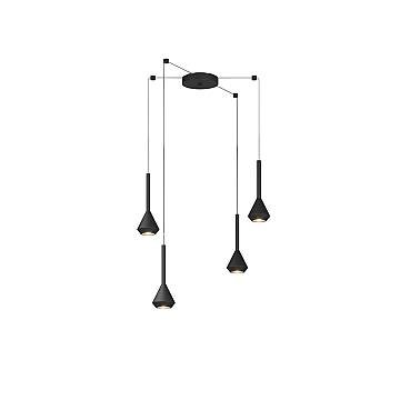 Lampadario Moderno Aygo Metallo Nero 4 Luci Gu10