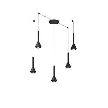 Lampadario Moderno Aygo Metallo Nero 5 Luci Gu10