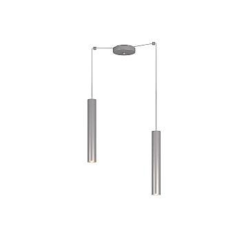 Lampadario Industrial-Minimal Xeana Metallo Grigio 2 Luci Gu10