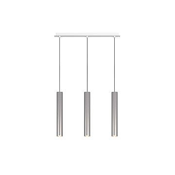 Lampadario Industrial-Minimal Xeana Metallo Bianco Alluminio 3 Luci Gu10