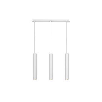 Lampadario Rettangolare Industrial-Minimal Xeana Metallo Bianco 3 Luci Gu10