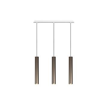 Lampadario Industrial-Minimal Xeana Metallo Bianco Bronzo 3 Luci Gu10