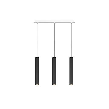 Lampadario Industrial-Minimal Xeana Metallo Bianco Nero 3 Luci Gu10