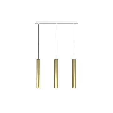 Lampadario Industrial-Minimal Xeana Metallo Bianco Ottone 3 Luci Gu10