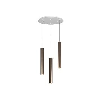 Lampadario Tondo Industrial-Minimal Xeana Metallo Bianco Bronzo 3 Luci Gu10