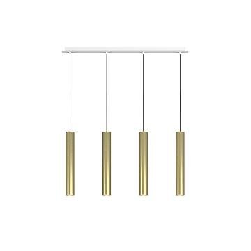 Lampadario Industrial-Minimal Xeana Metallo Bianco Ottone 4 Luci Gu10