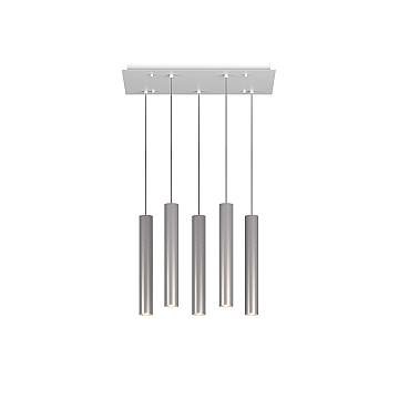 Lampadario Industrial-Minimal Xeana Metallo Bianco Alluminio 5 Luci Gu10