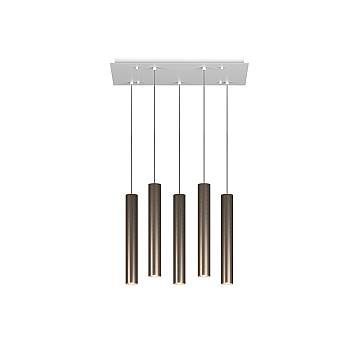 Lampadario Industrial-Minimal Xeana Metallo Bianco Bronzo 5 Luci Gu10
