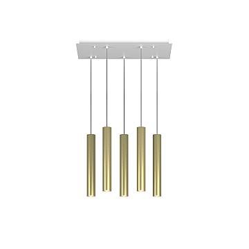 Lampadario Industrial-Minimal Xeana Metallo Bianco Ottone 5 Luci Gu10