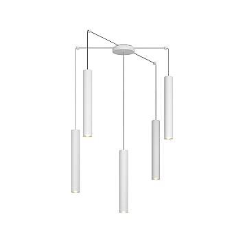 Lampadario Industrial-Minimal Xeana Metallo Bianco 5 Luci Gu10