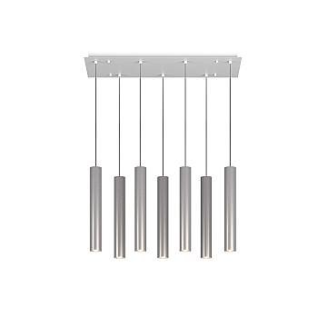 Lampadario Industrial-Minimal Xeana Metallo Bianco Alluminio 7 Luci Gu10