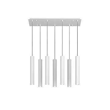 Lampadario Industrial-Minimal Xeana Metallo Bianco 7 Luci Gu10