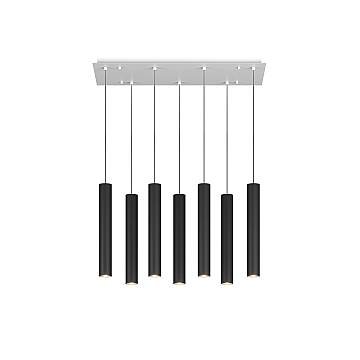 Lampadario Industrial-Minimal Xeana Metallo Bianco Nero 7 Luci Gu10