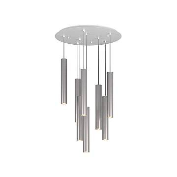 Lampadario Industrial-Minimal Xeana Metallo Bianco Alluminio 8 Luci Gu10