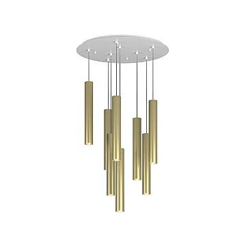 Lampadario Industrial-Minimal Xeana Metallo Bianco Ottone 8 Luci Gu10