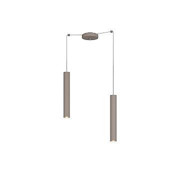 Lampadario Industrial-Minimal Xeana Metallo Marrone 2 Luci Gu10