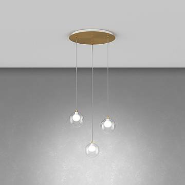 Lampadario Contemporaneo Inside Metallo Ottone Vetro Bianco 3 Luci G9