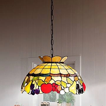 Lampadario Stile Tiffany Vetro Multicolor 3 Luci E27